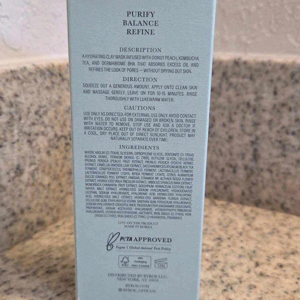 Byroe Peach Kombucha Tea Purifying Clay Mask - Picture 4 of 5